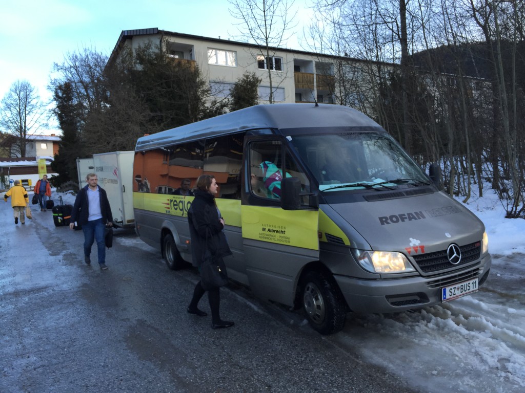 A totally unsuitable mini-bus for a 90 minute transfer - well done Crystal Ski
